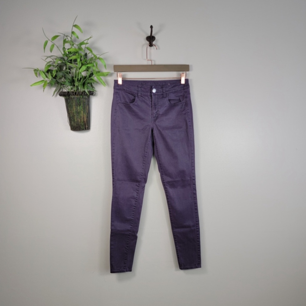 American Eagle Jeans Hi Rise Jegging Dark Purple Skinny Stretch Y2K AE Size 2